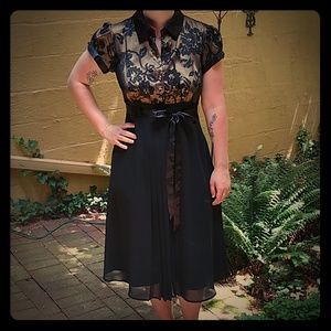 Black and Gold Satin Dress